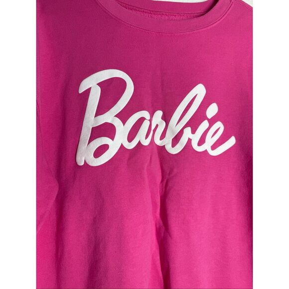 Barbie Pink Sweatshirt Women’s Sz M Crewneck Graphic Logo Mattel Casual Pullover - Picture 3 of 8